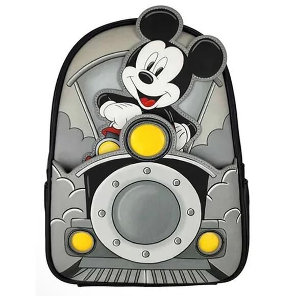 Loungefly Disney Mickey Mouse Train Conductor Light-Up  Backpack NWT - Picture 1 of 6
